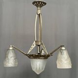 Art Deco chandelier. Silver-plated bronze