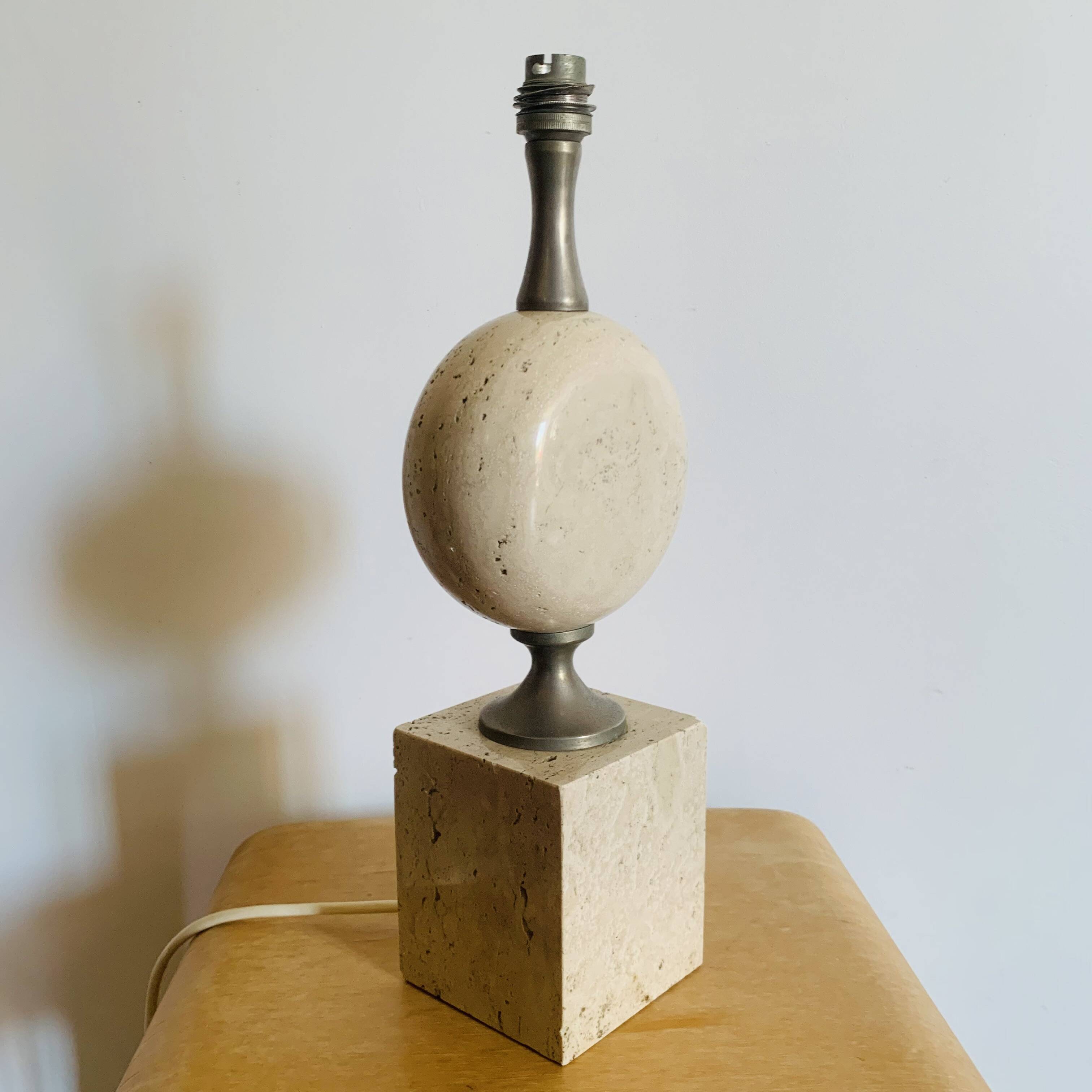 Pied de lampe Philippe Barbier en travertin – années 1970