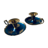 Paire de bougeoirs coquillages