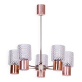 Mid-Century Chandelier in Chrome, Steel, Copper and Glass, Czech, 1960s