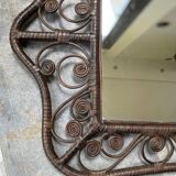 Rattan peacock mirror, 1970s