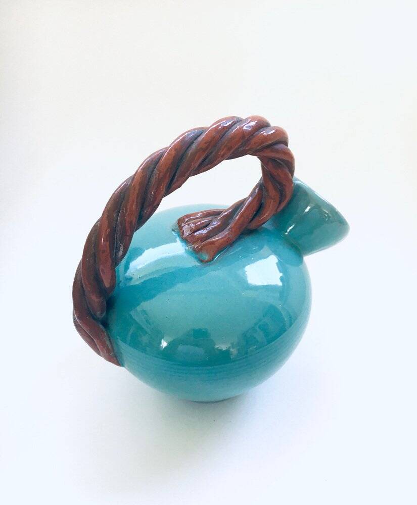 Art Studio Pottery Low Rope Decanter by Alexandre De Wemmel, Belgium, 1950s