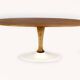 Tulip coffee table in walnut, mid-century modern style, restored by Dřevotvar, 1960s.