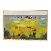 Huile sur toile originale suédoise – « Vaches au bord de la mer » par Stig Rosell