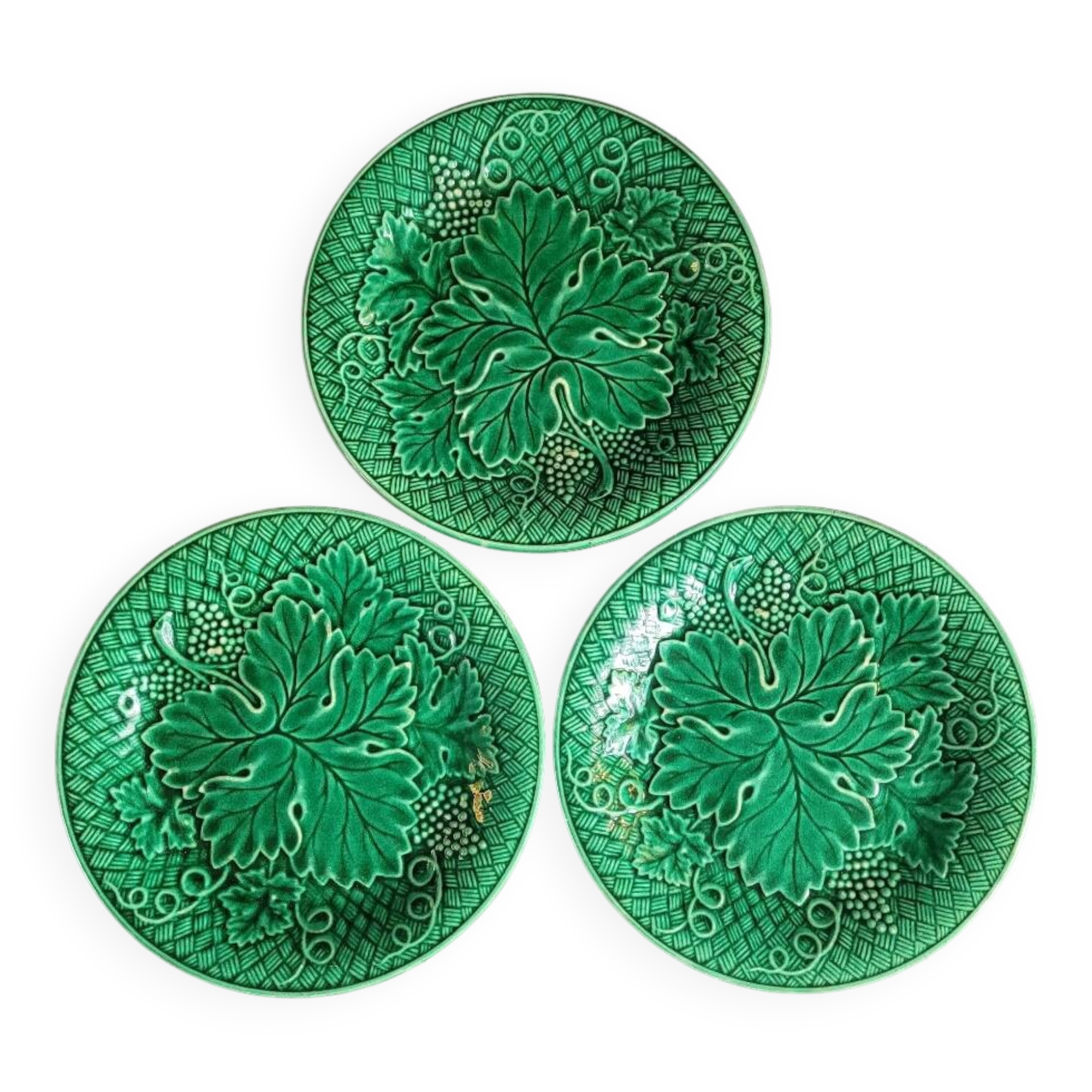 Three green slip plates