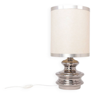 Lampe de table en céramique argentée vintage, années 1970