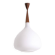 Pendant light in white opaline glass and blond mahogany. 1960s.
