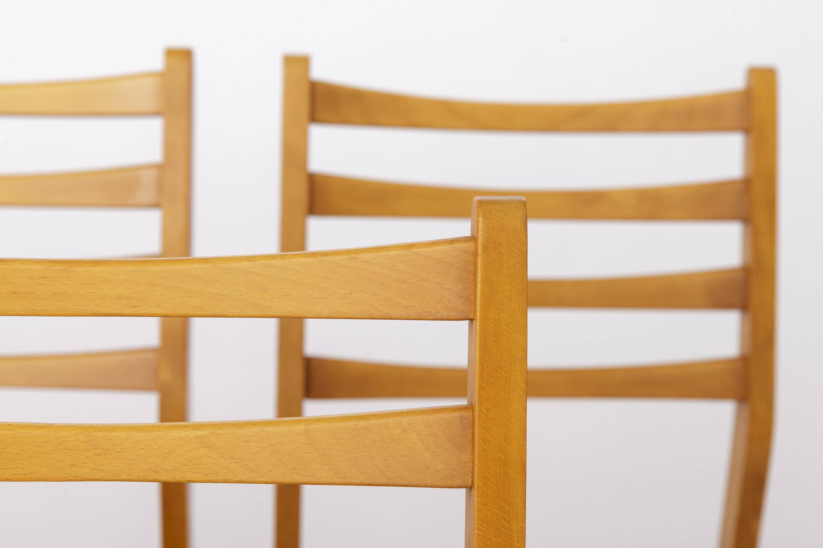 Set of 4 Vintage German Beech Dining Chairs | Newly Upholstered | 1970s