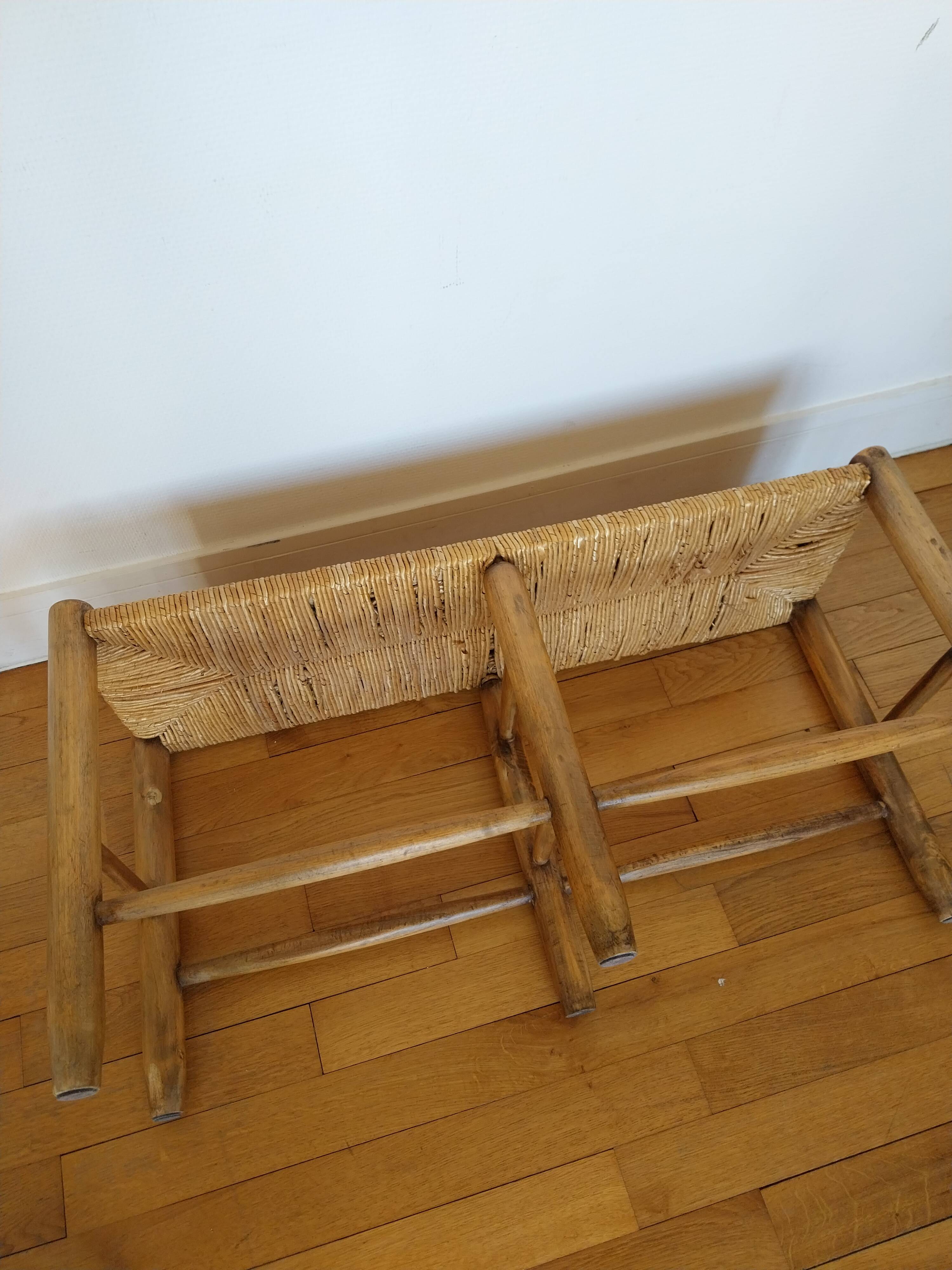 1950s straw bench