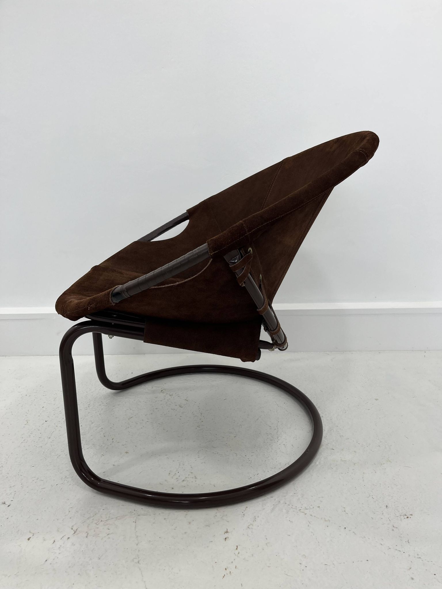Fauteuil boule vintage en daim par Lusch & Co., 1970s