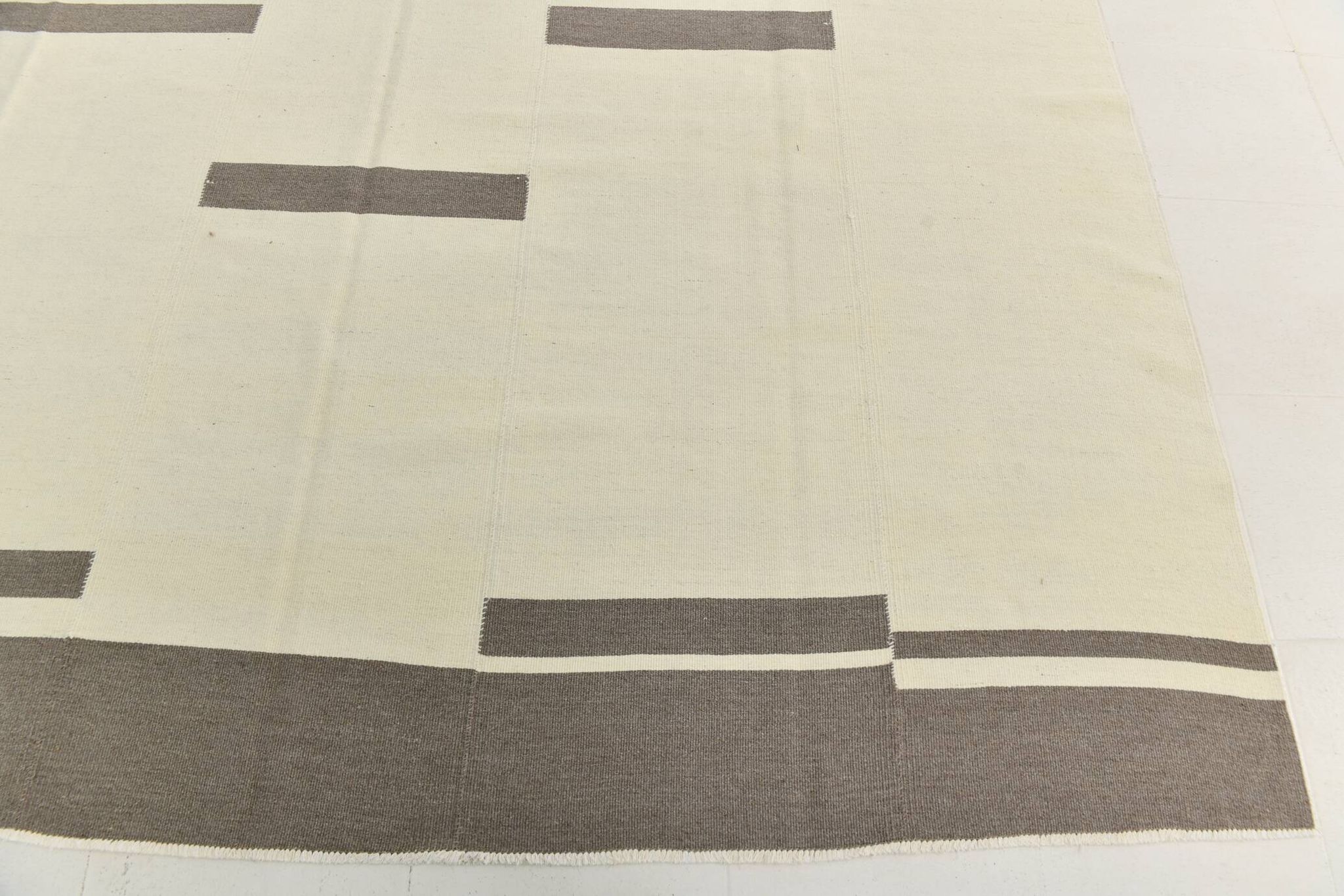 Kilim Gray Beige Ethnic Pattern Vintage Kilim Rug, 282x395Cm