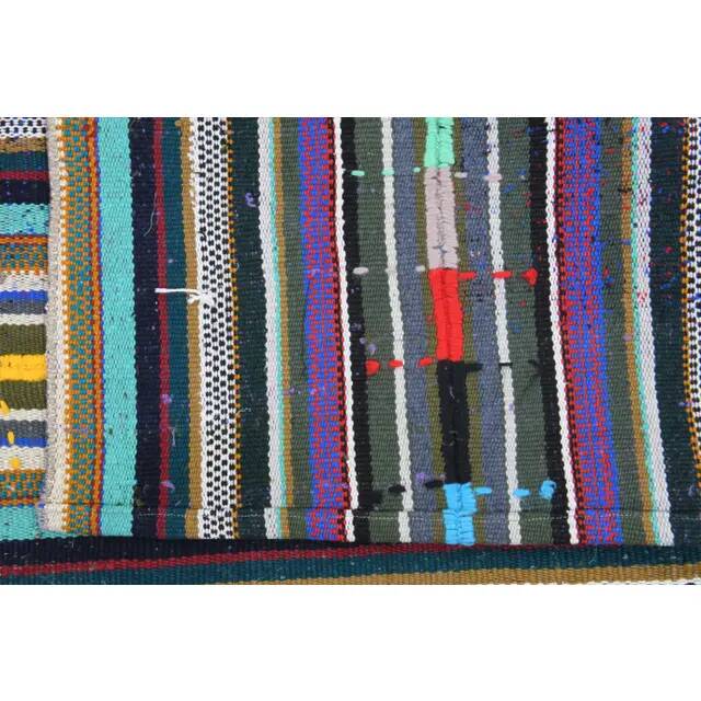 Vintage Turkish Oushak Handmade Wool Cotton White Kilim Area Rug 132x222