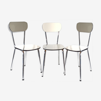 Set of 3 white formica chairs