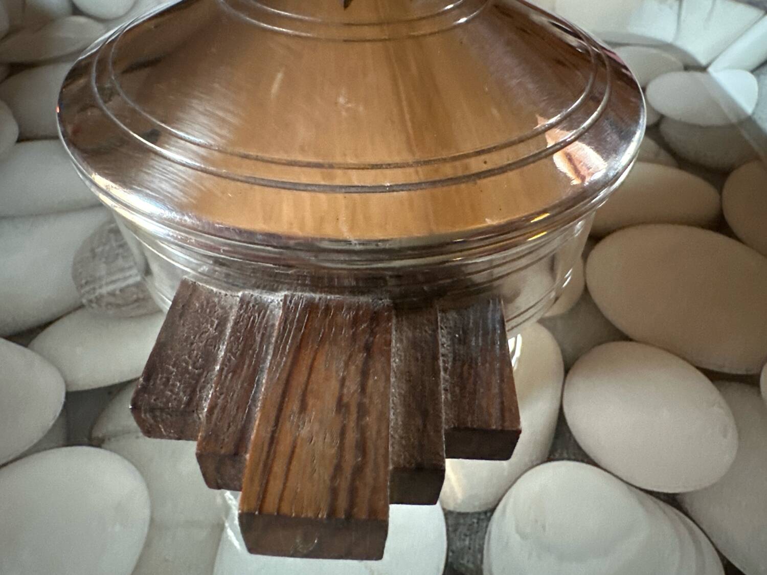 art deco steel wood sugar bowl