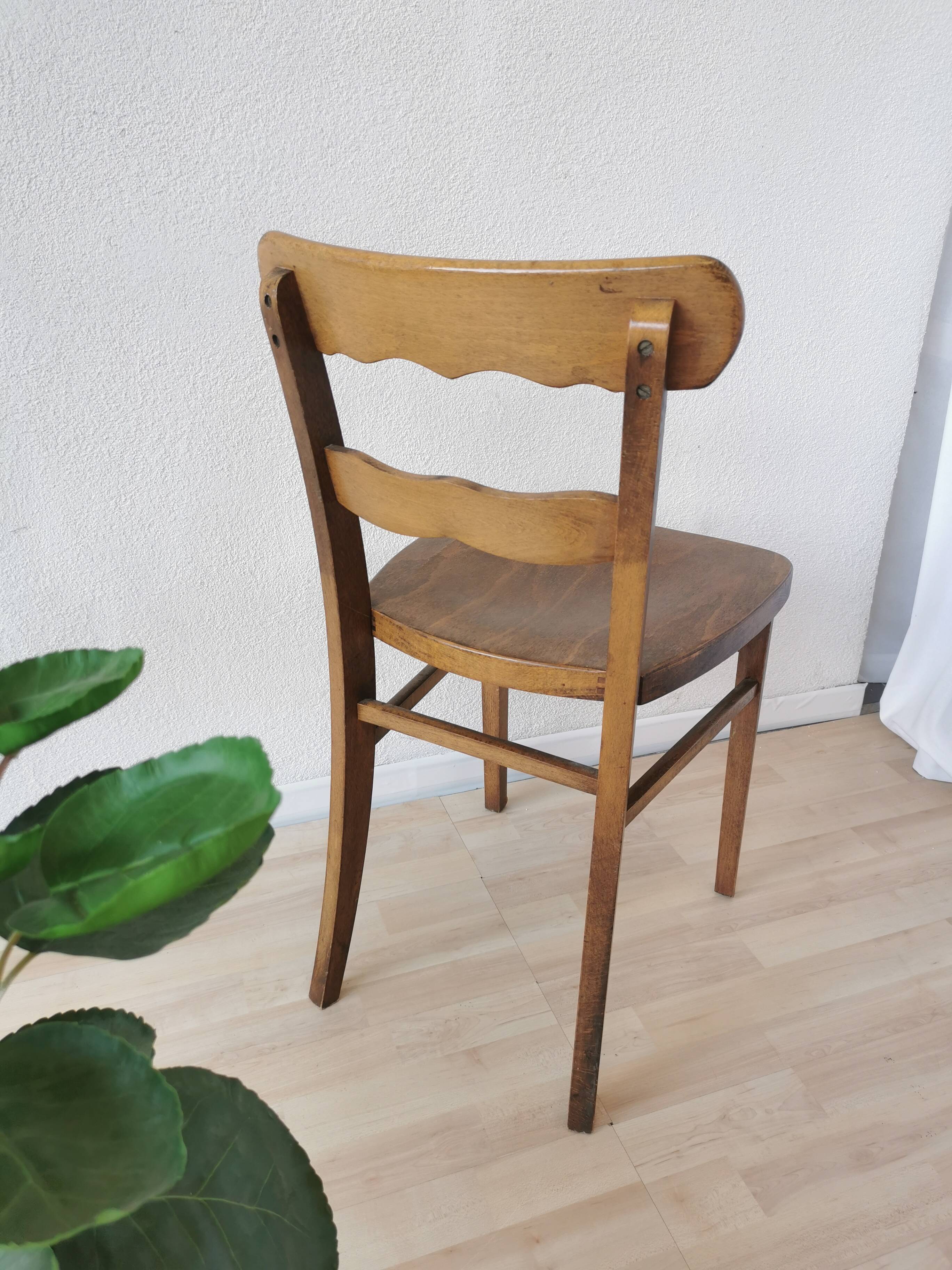 Vintage Wooden Dining Chair: Tyrolean Farmhouse Bistro, 1970s