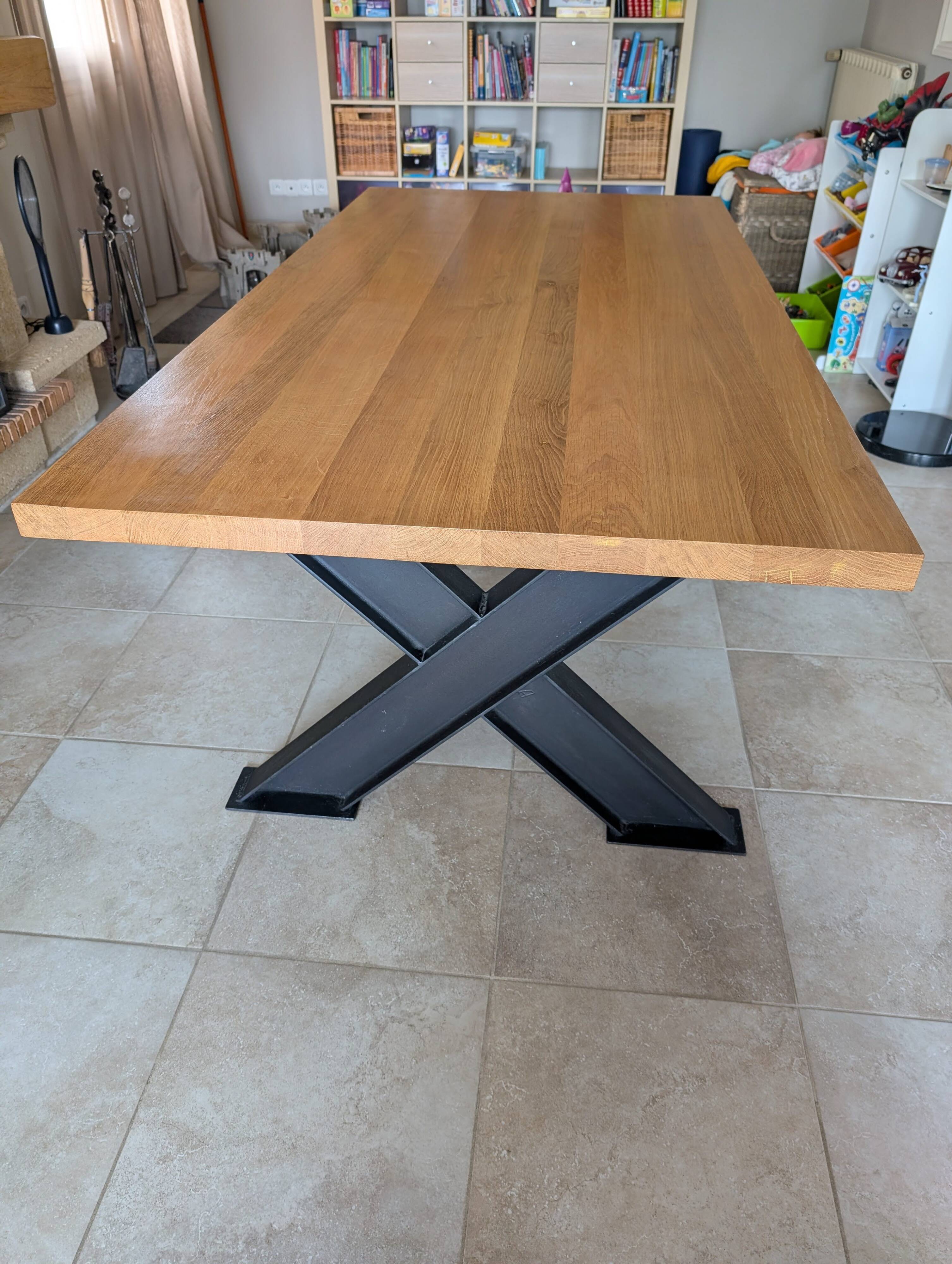 Solid Oak & IPN Steel Table - 200 x 100 - Artisan Creation