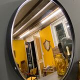 Round black metal mirror