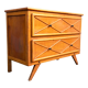 Commode vintage chêne et rotin