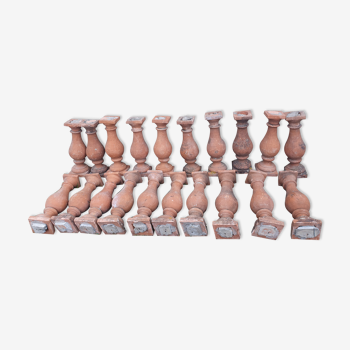 About twenty terracotta balusters from Castelnaudary