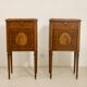 Pair of marquetry bedside tables decorated in marble façade Brèche d'Aleppo. Ref Toulouse.