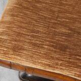 Art Deco Walnut Stool with Original Fabric, Italy 1920s