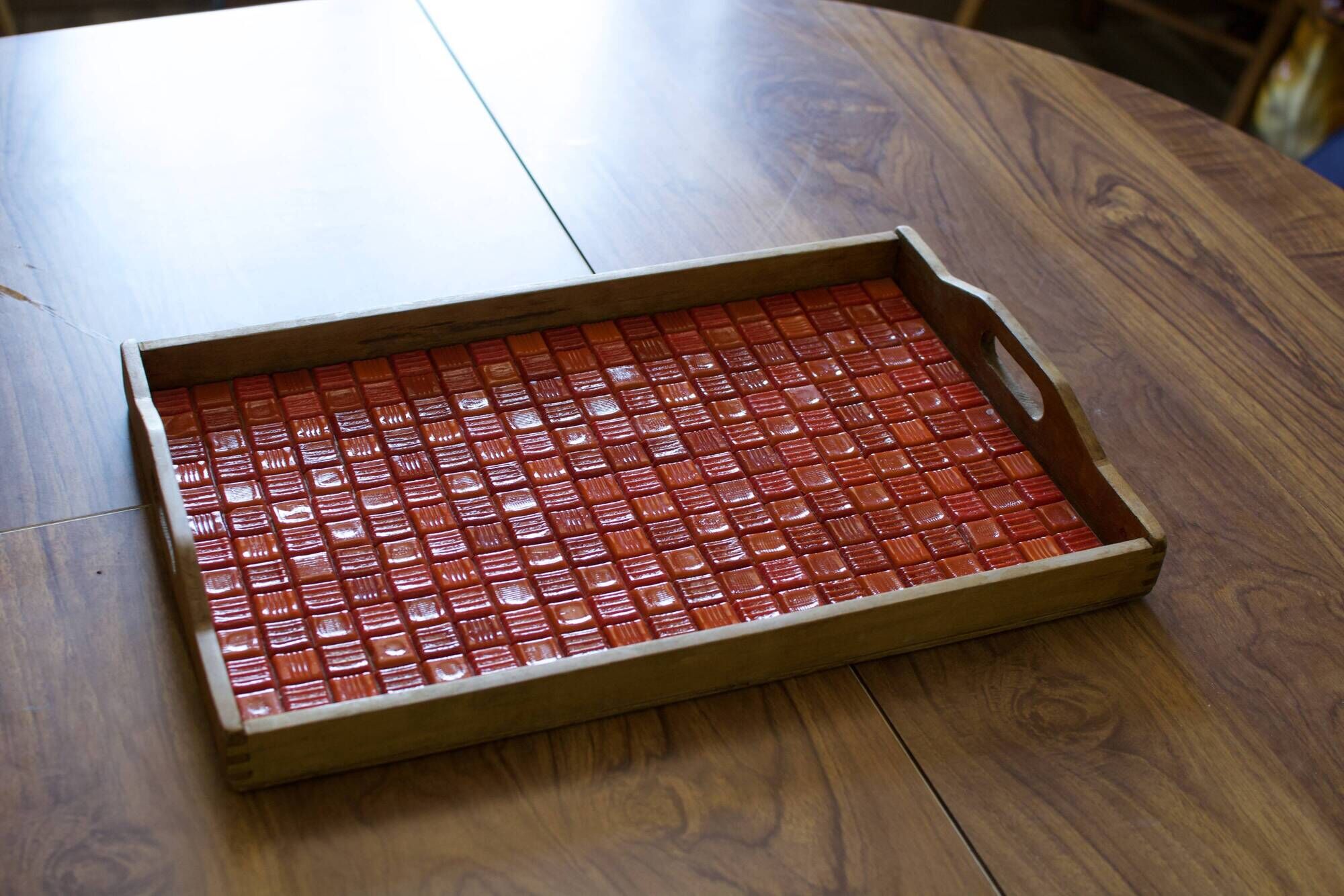 Vintage serving tray 60s 70s mosaic