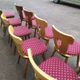 Set of 10 wooden bistro chairs with vintage cushions from the 70s/80s/90s