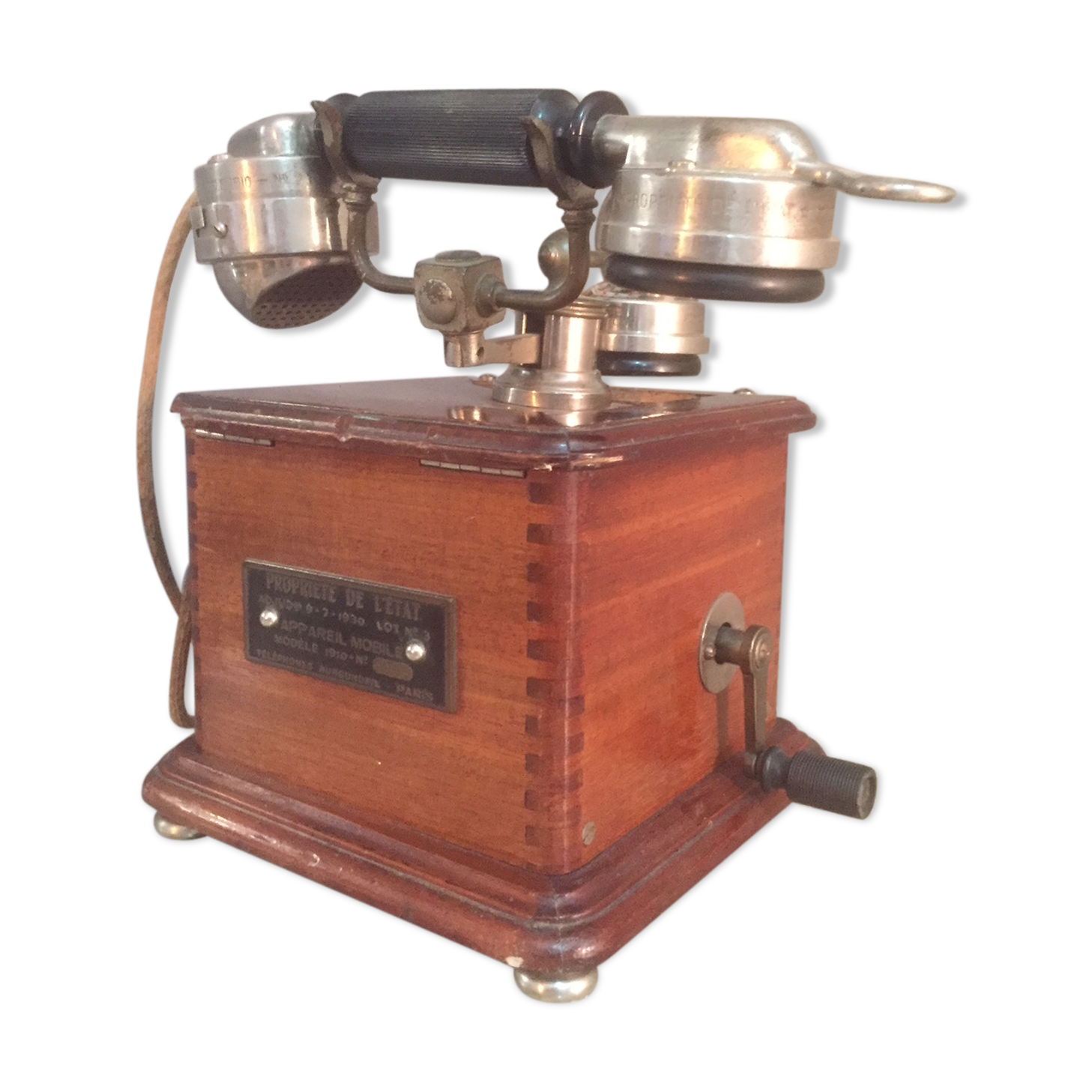 Old phone for 30 years in wood and metal