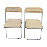 Chaises Plia Castelli en bois et cannage