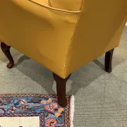 Pair of 1980s English wingback armchairs in leather.