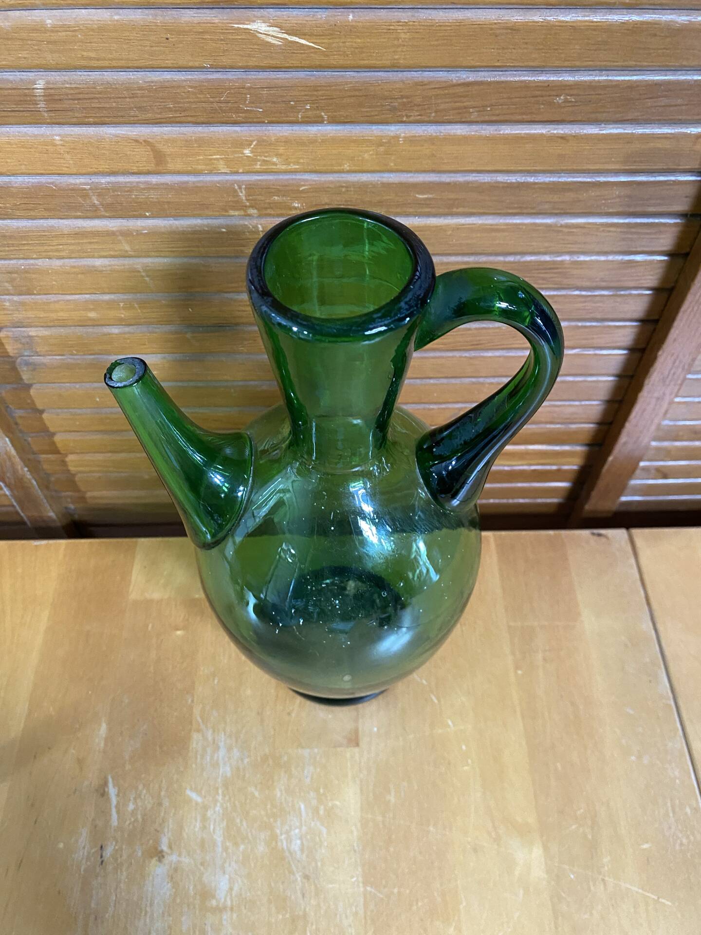 Old pitcher jug empoli bubbled green glass italy vintage