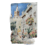 Watercolor Painting "Orientalist landscape" lively alley and mosque