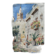 Tableau Aquarelle "Paysage orientaliste" ruelle animée et mosquée