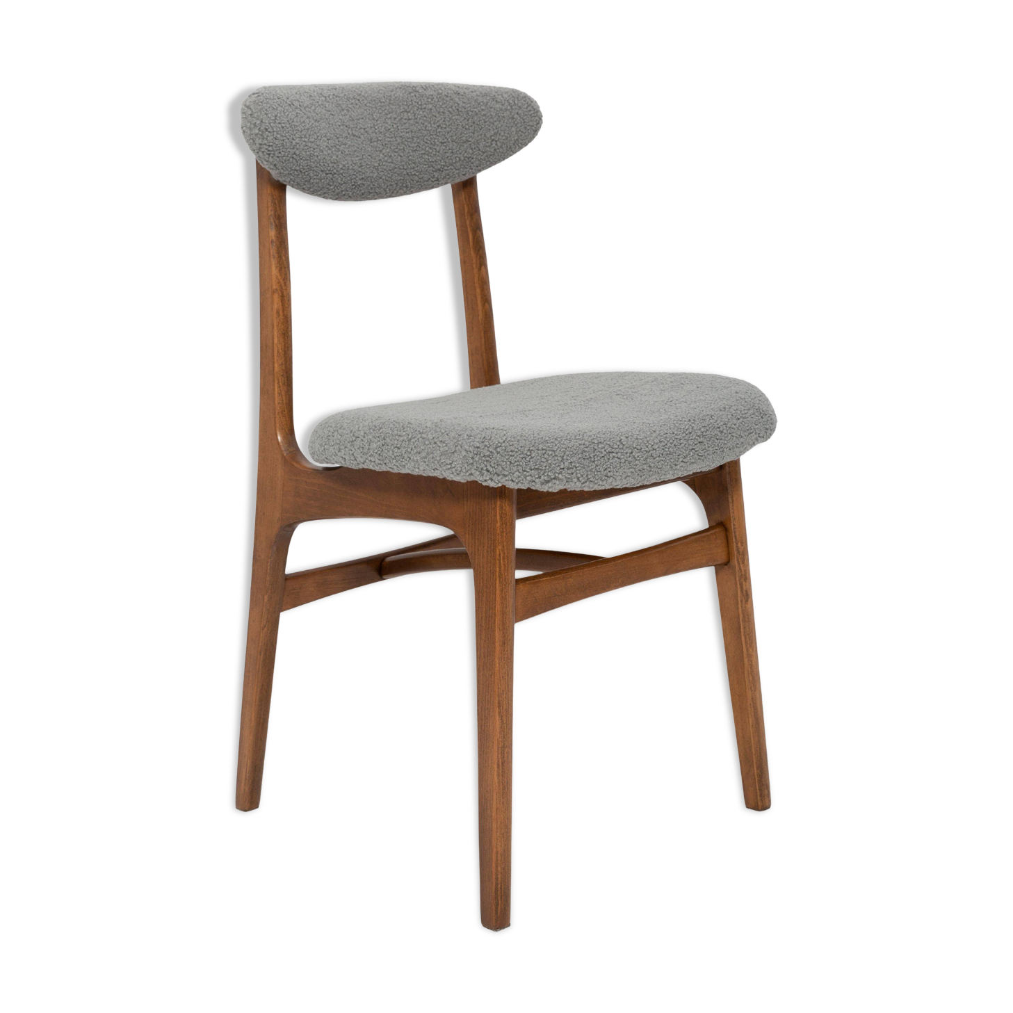 Mid-century boucle armchair in grey designed by Rajmund Hałas, Poland, 1960s.