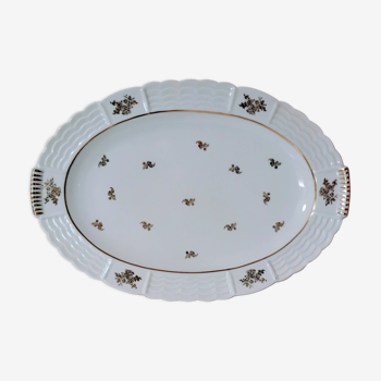 Oval serving dish in Limoges art porcelain