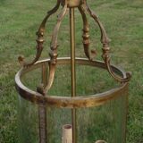 Antique glass and brass lantern pendant light, 3 lights