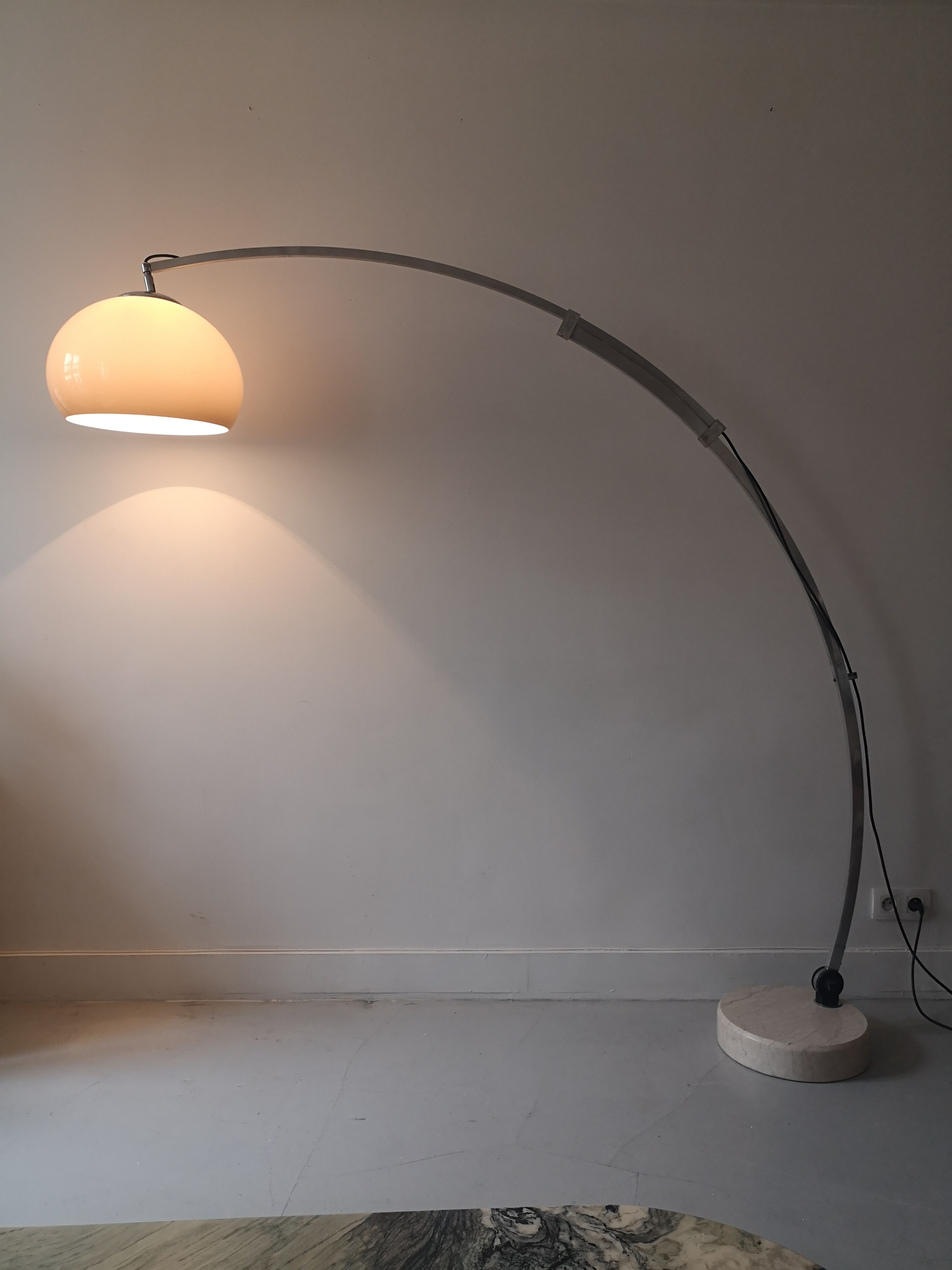 Adjustable arc floor lamp by harvey guzzini, 1970