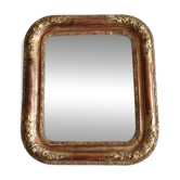Louis-Philippe mirror in wood and gilded stucco with floral decoration, 19th century, 43x38 cm