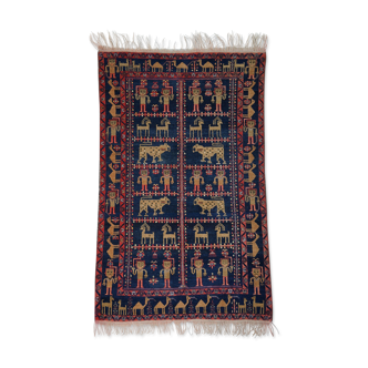 Tapis persan baluch persan noué à la main coloré 190x120cm