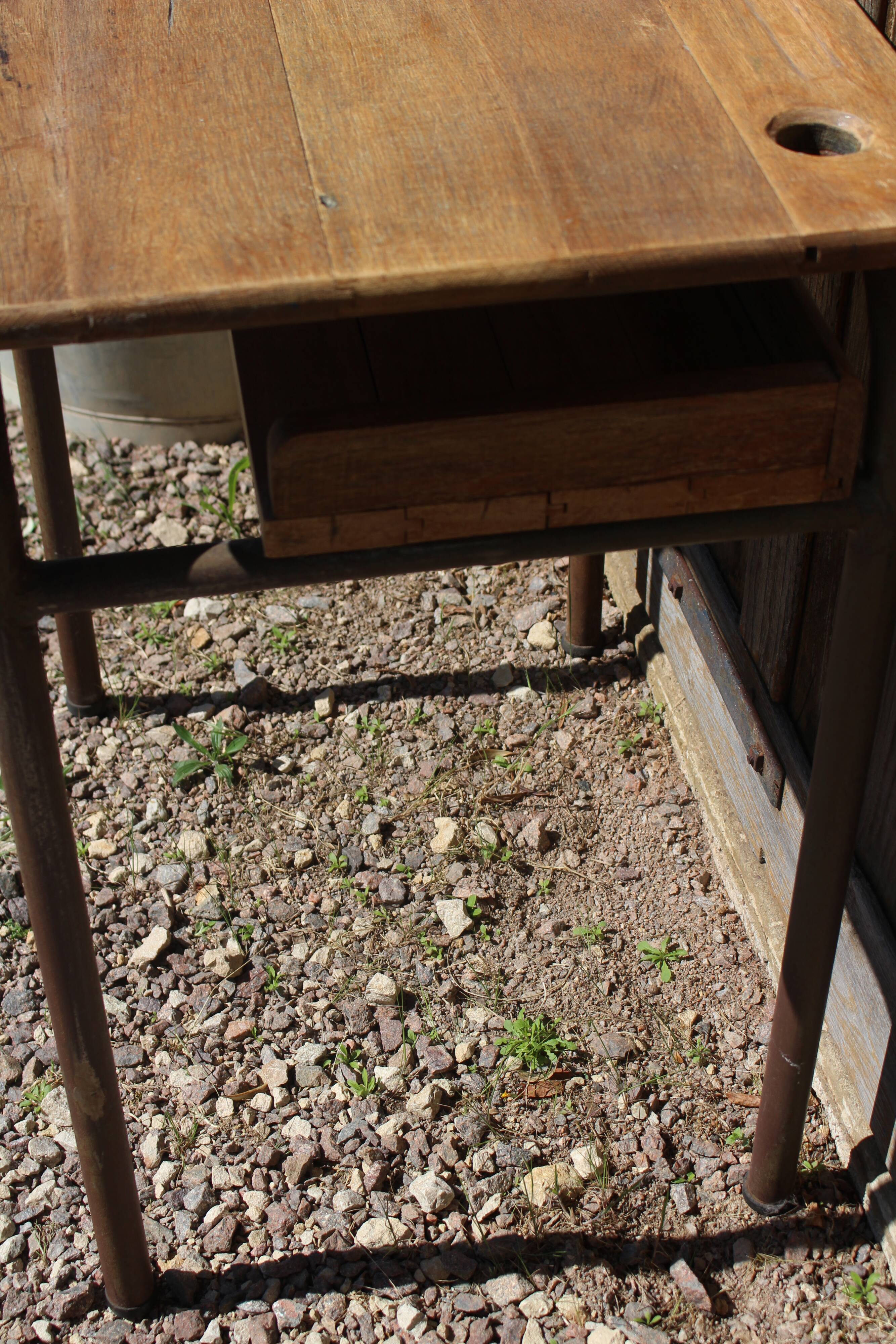 School table School desk wood metal vintage
