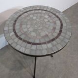 Mid-century mosaic tripod side table