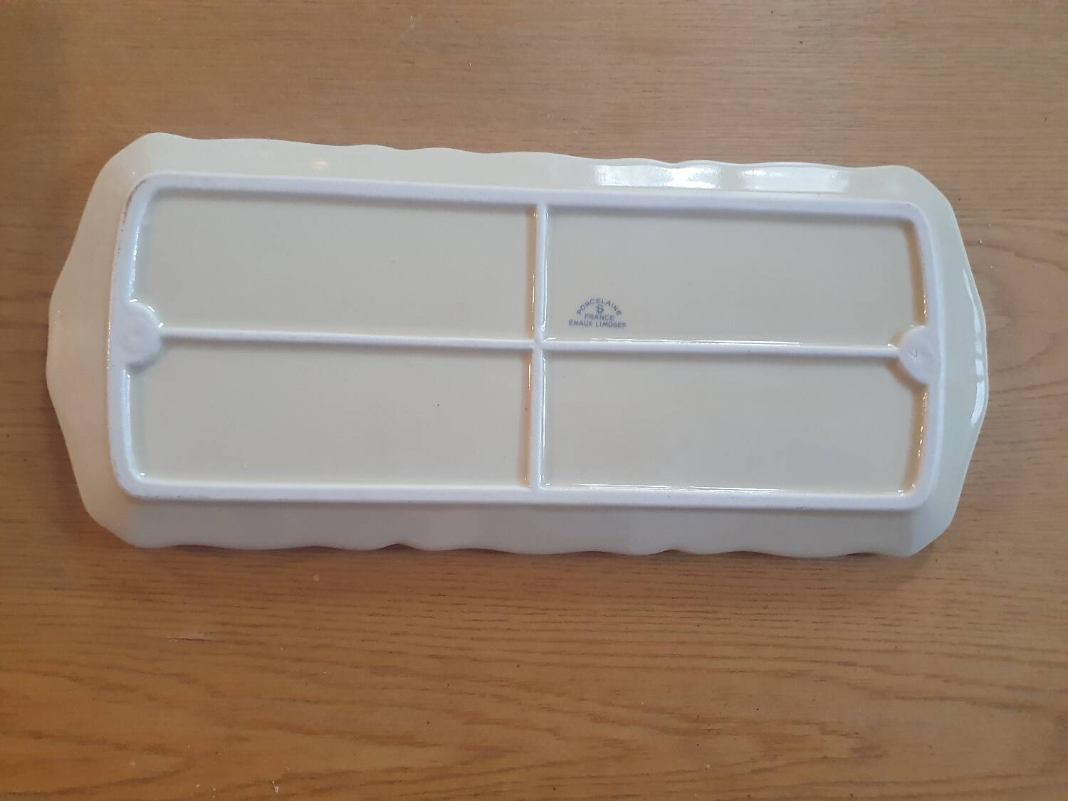 Rectangular dish in vintage Limoges enameled porcelain