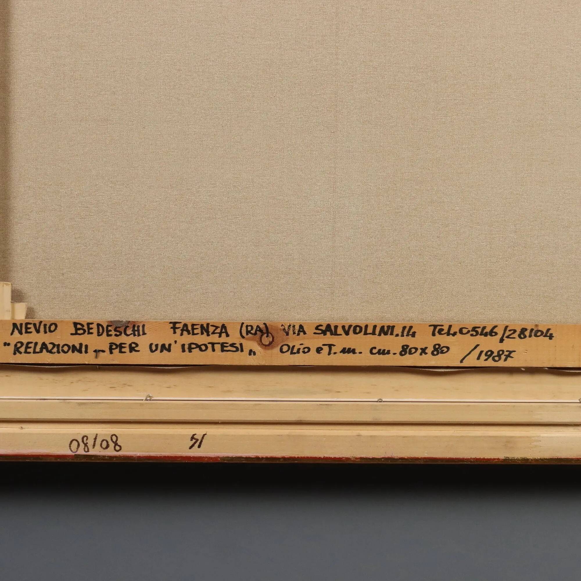 Peinture moderne signée Nevio Bedeschi « Relations For a Hypothesis » 1987