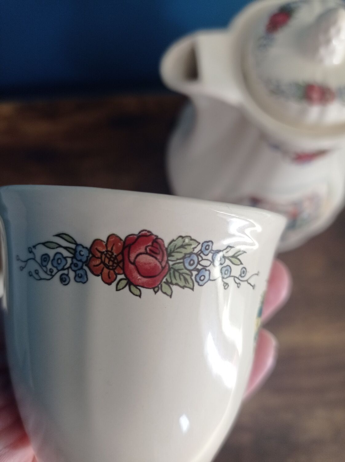 Cafetière et tasses de Sarreguemines modèle Obernai