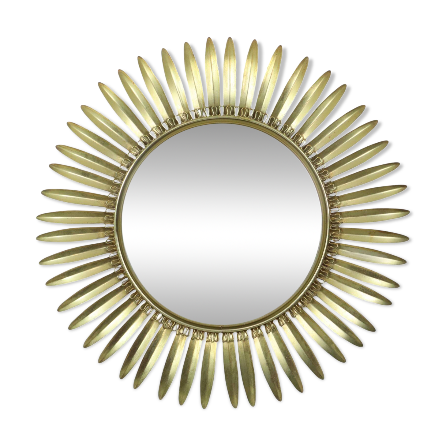 Mid Century Copper Plated Metal Sun Mirror Deknudt Convex 54cm
