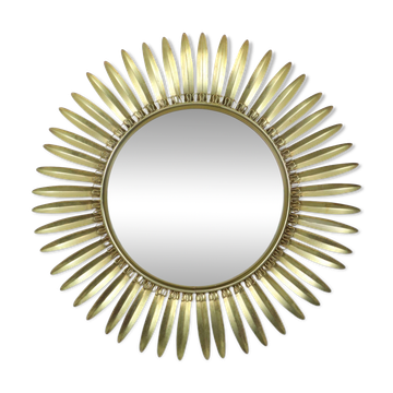 Mid Century Copper Plated Metal Sun Mirror Deknudt Convex 54cm