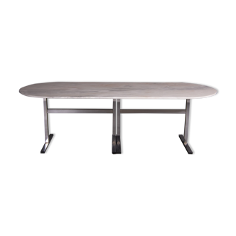 Dining table with oval Carrara marble top