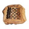 Rustic chessboard made of natural olive wood