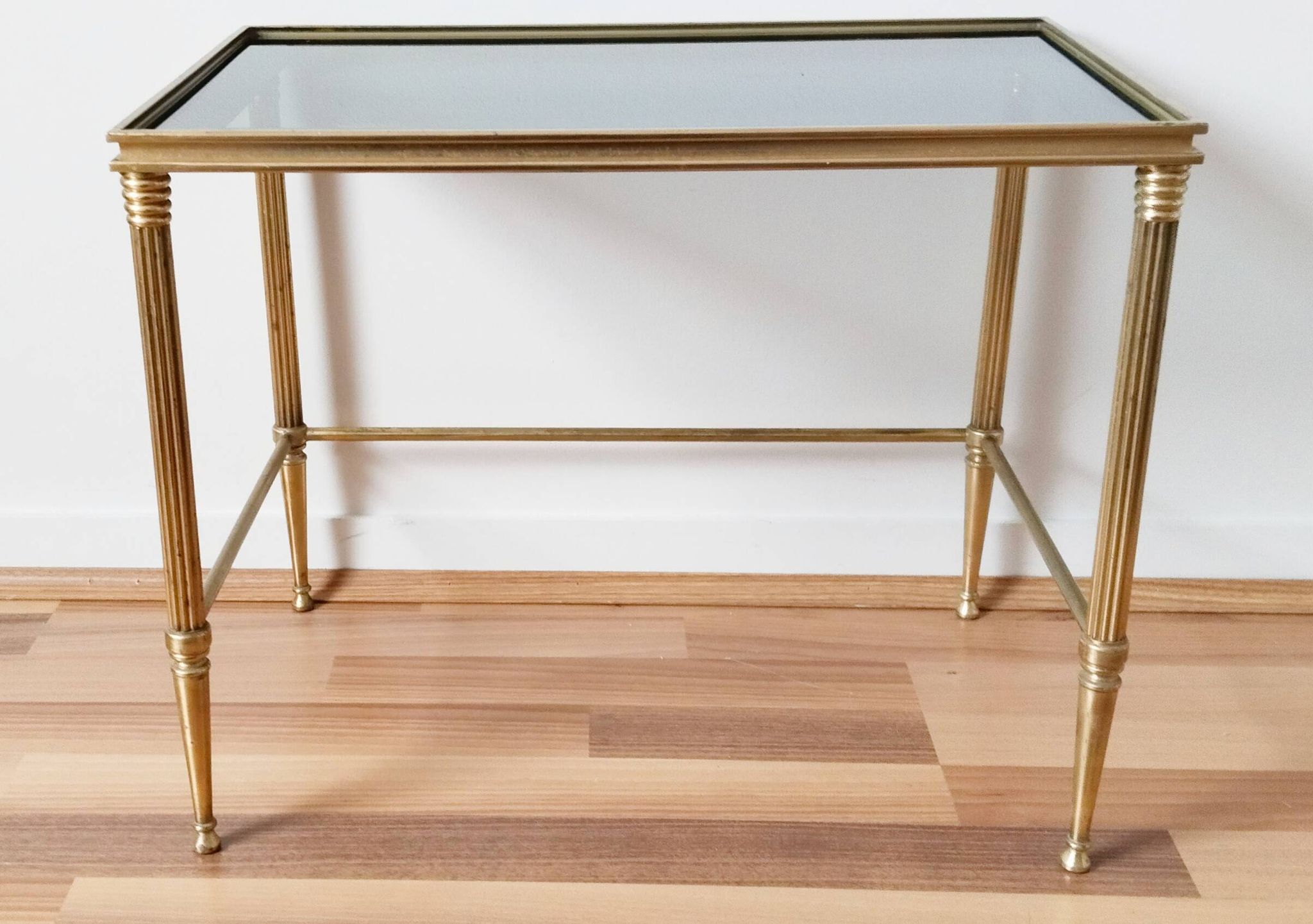 Glass and brass coffee table, 1950s