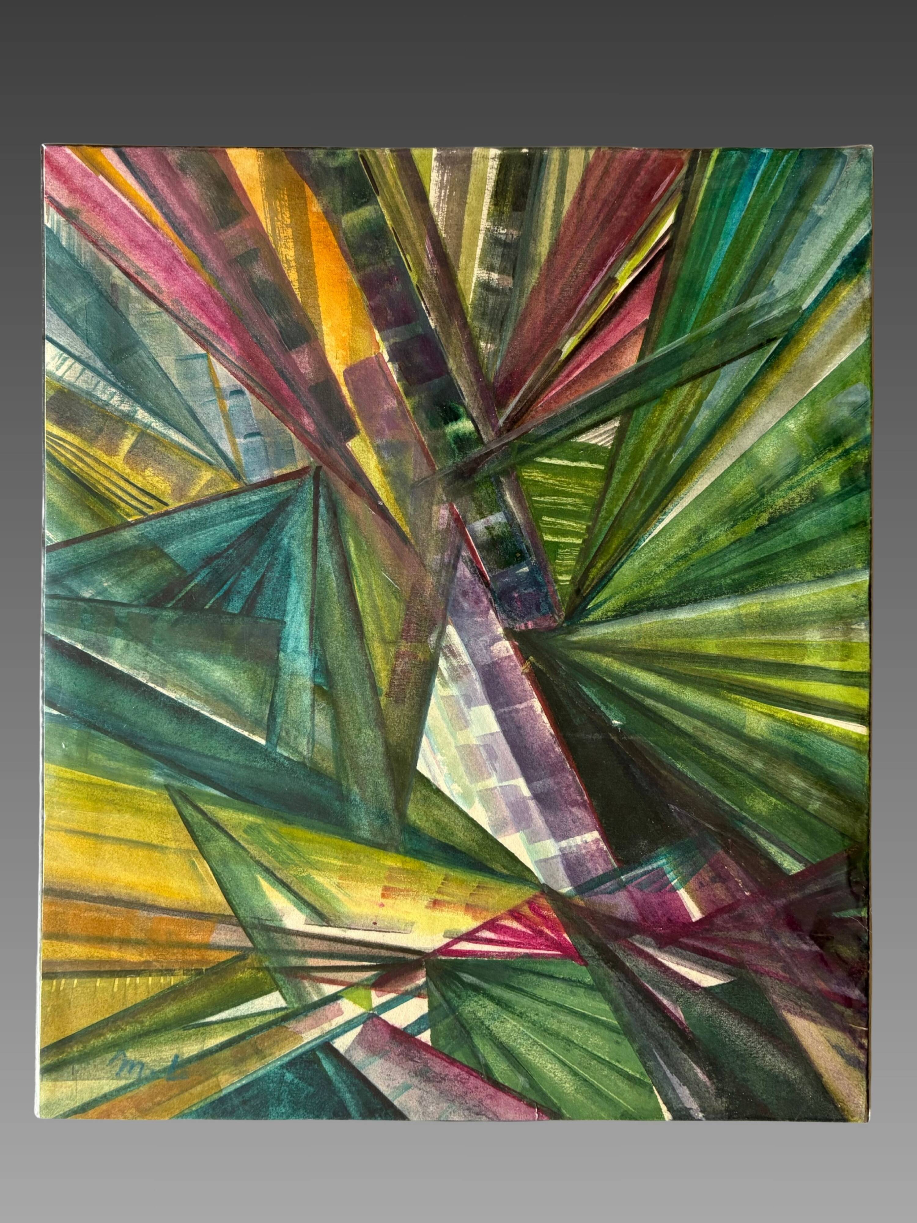Larionov mikhail. (1880-1964) rayonnist composition modern gouache
